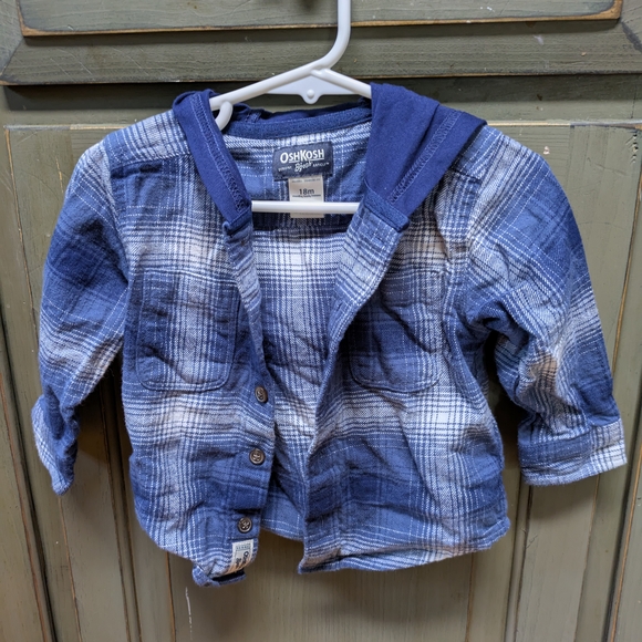 OshKosh B'gosh Blue Plaid Kids Shirt - Picture 1 of 5
